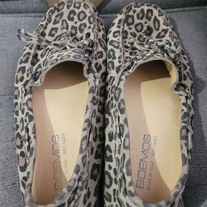 Boemos Leopard Print Men's Boat Shoes - Brown